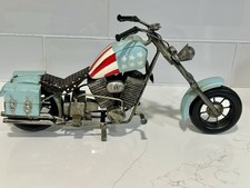 VINTAGE 1960'S HARLEY DAVIDSON CHOPPER METAL MOTORCYCLE FIGURINE USA Flag