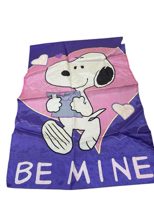 Vintage Valentine Snoopy Garden Flag 28x40  Be Mine Peanuts Nylon