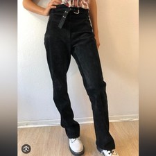 VTG black suede Trousers pants high rise lux 6 8 28