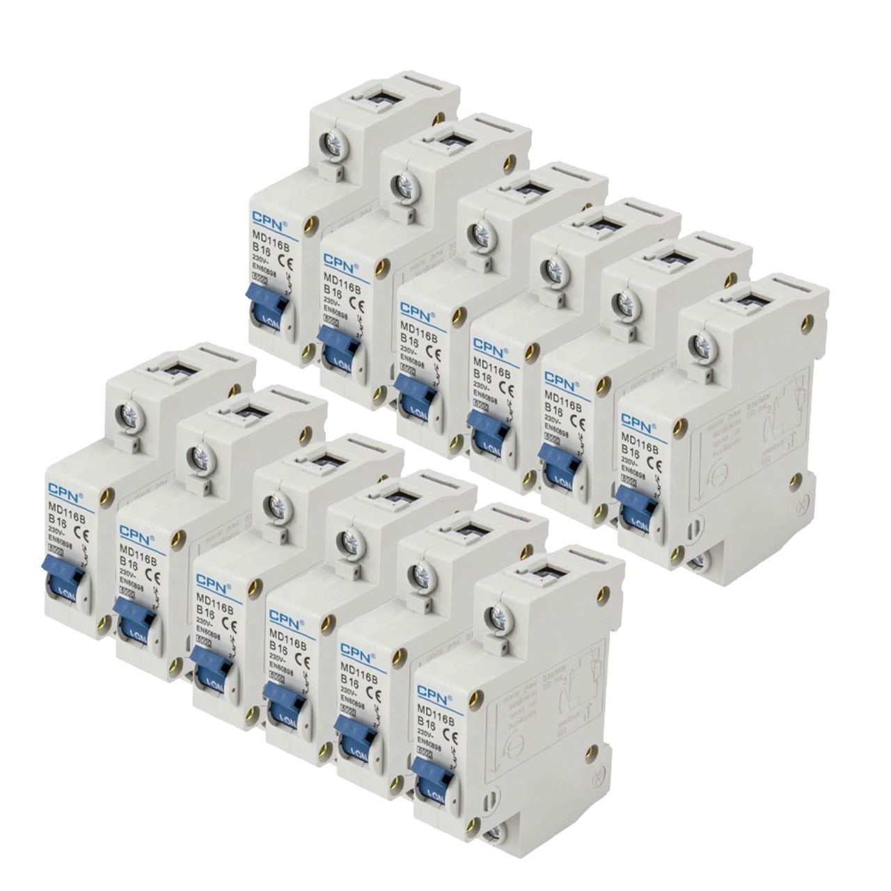 Cudis 16A Single Pole, B Curve 6KA MCB - Pack of 12