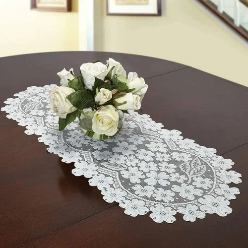 Heritage Lace Dogwood Table Runner 14” x 33” White