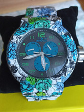 New In Box Invicta Skeleton Pro Diver Watch 50213 Teal Blue Skulls Roses