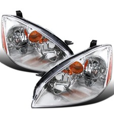 2002-2004 Nissan Altima Factory Replacement Halogen Headlights Pair Chrome