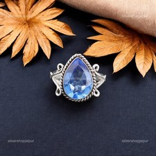 Natural Tanzanite 925 Sterling Silver December Birth Solitaire Engagement Ring