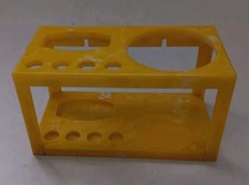 Vintage Yellow Plastic Marble-look Toothbrush, Toothpaste, and Cup Holder