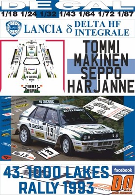 DECAL LANCIA DELTA HF INTEGRAL 16V T. MAKINEN 1000 LAKES R. 1993 4th (01)