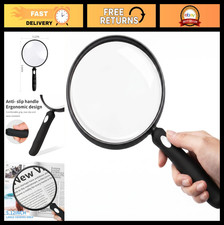Large 10X Magnifying Glass - 5.12" Anti-Glare Lens, Non-Slip Handle for Reading