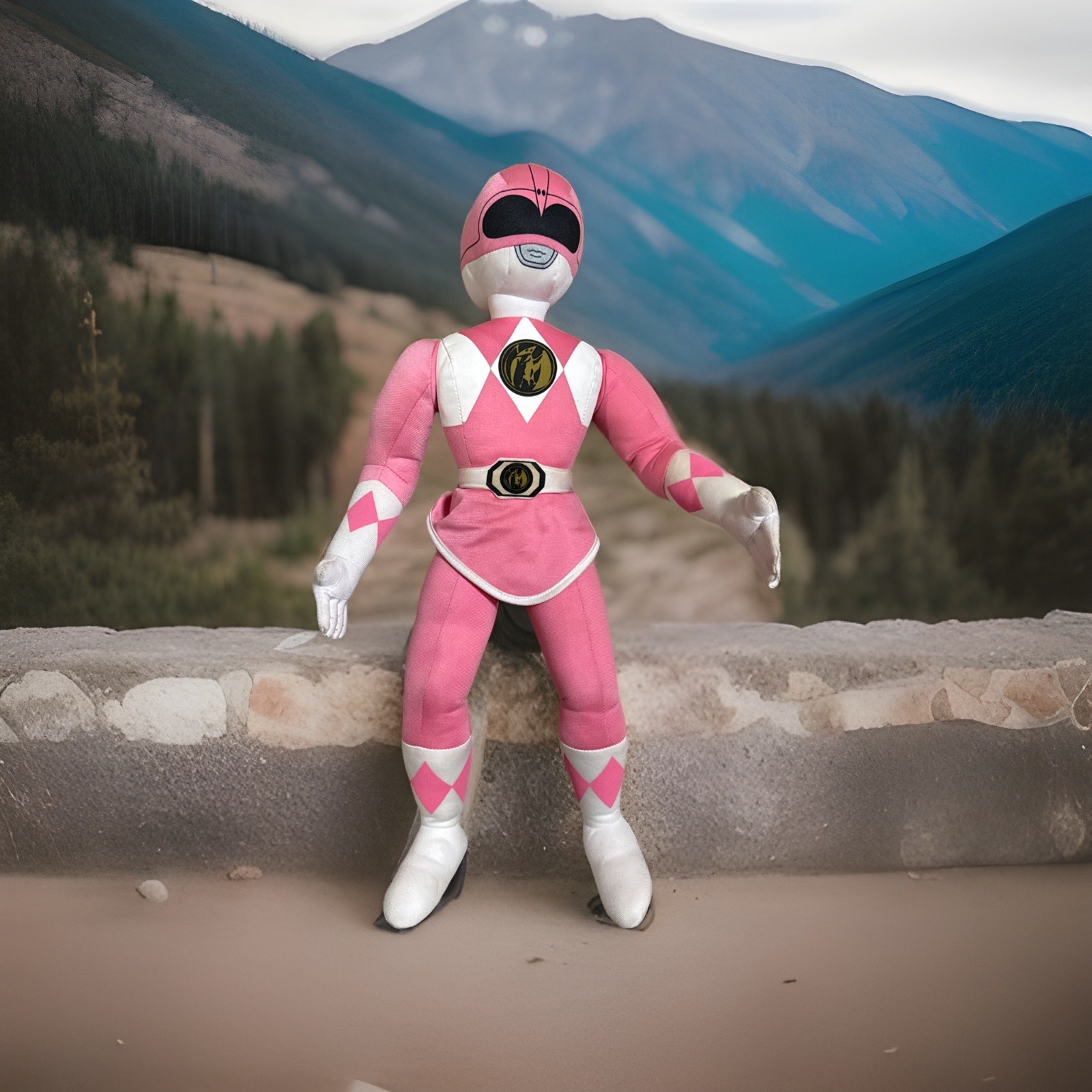 Rare working 21&rdquo; TALKING 1994 Power Rangers Kim Pink Ranger Plush Figure hasbro 