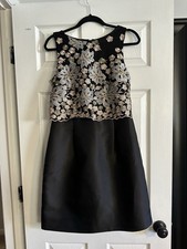 Ivanka Trump Black Silver Floral Embroidered Sheath Dress Womens Size 6
