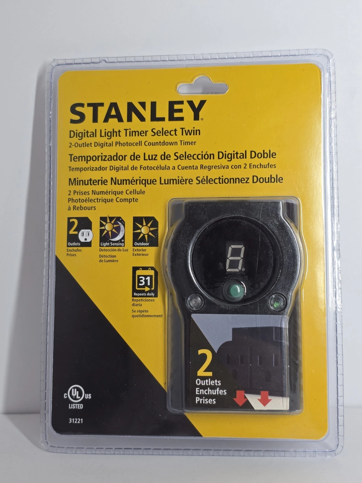Stanley 31221 Digital Light Timer PhotoCell Photo Electric Digital Outdoor Timer