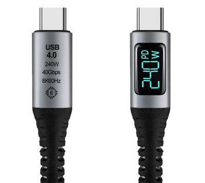 6ft USB4 Type-C Thunderbolt 4 (40Gbps  240W  PD  8K) w/LED Cable