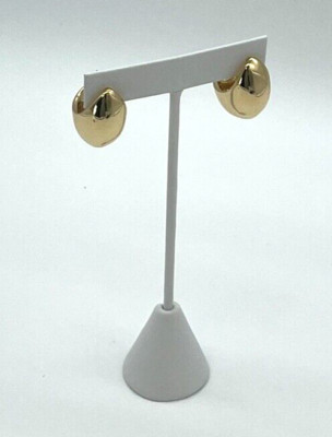 Kenneth Jay Lane KJL Gold Tone Domed Hoop Earrings NWT
