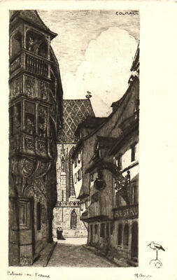 PC POSTCARD HANSI, ARTIST SIGNED, COLMAR EN FRANCE, VINTAGE POSTCARD (b8088)