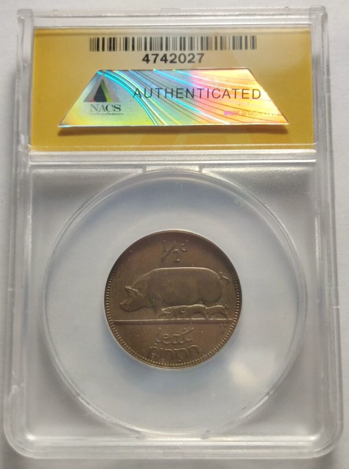 IRELAND 1935, Half Penny 1/2 Penny ANACS MS 63 BRN - Semi-Key Date 3B - Image 2 of 4