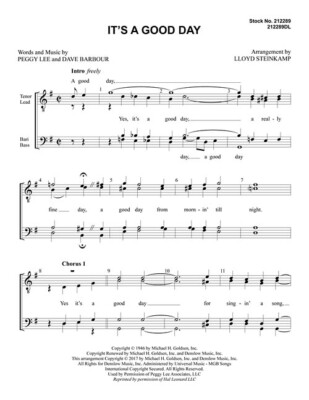It's a Good Day Barbershop Harmony Society TTBB a cappella Dave B