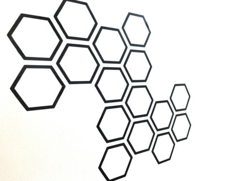 Hexagon Outline Vinyl Wall Art Decals/Stickers - Various Colours & Sizes - Afbeelding 1 van 7