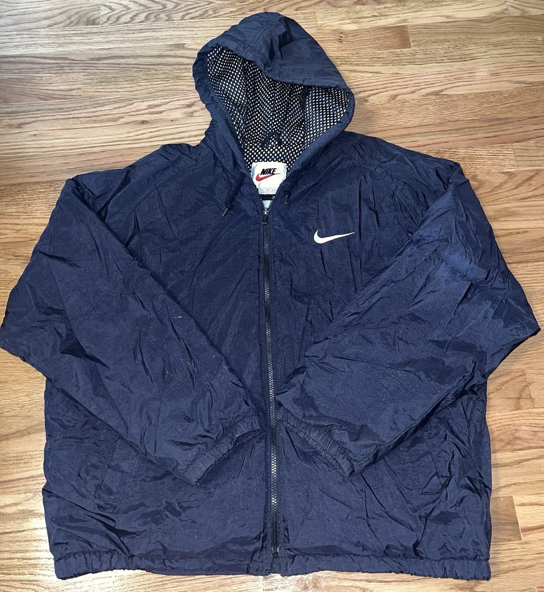 Vintage 90s Nike Lined Big Swoosh Jacket XL Embroidered Full