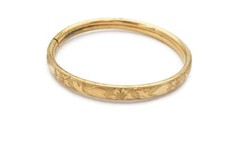 Vintage Gold Filled Childs Bangle Bracelet Etched Floral 5.25"