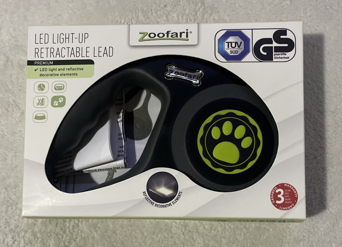 Zoofari LED Light-Up Retractable Lead Meter GREEN Settings Dog - Main Image
