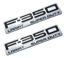 2Pc Left Right Fender Emblems Fit 05-07 350 Lariat Superduty Chrome Black
