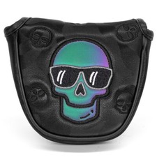 Synthetic Leather Gradient Color Skull Golf Mallet Putter Head Cover Magnetic