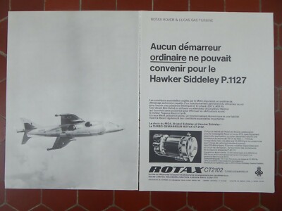 10/1966 PUB ROTAX ROVER LUCAS GAS TURBINE HAWKER SIDDELEY P.1127 FRANZÖSISCHE ANZEIGE