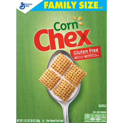 CORN CHEX CEREAL, GLUEN FREE BREAKFAST CEREAL , 18oz BOX .