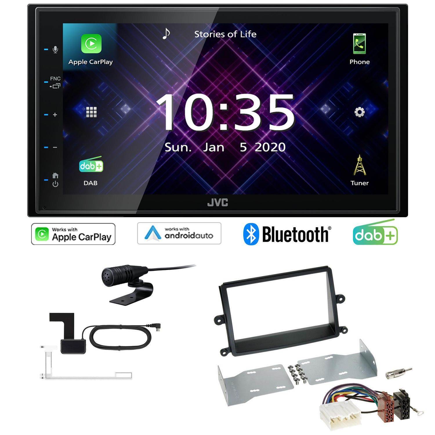 JVC Autoradio Apple CarPlay DAB für Mitsubishi L 200 Triton 2006-2015 schwarz