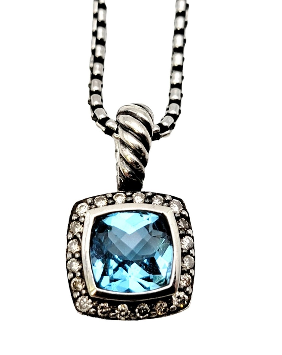 David Yurman Blue Topaz and Diamond Albion Enhancer | Lumina  Albion Pendant & Ring Blue Topaz and Diamonds. display picture 1