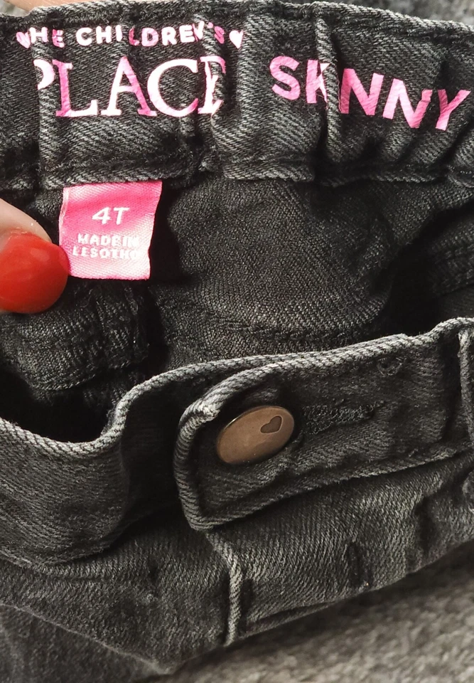 Pantalones de mezclilla negros lavados The Children's Place para niñas cintura ajustable talla 4T Foto 3 de 4