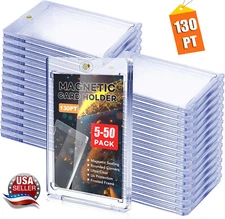 5-50 Pack Magnetic Trading Sport Card Holder 130PT One-Touch UV Protection Cases