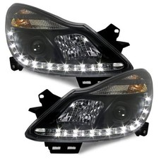 SCHEINWERFER mit LED TAGFAHRLICHT-OPTIK für OPEL CORSA D 06-10 SCHWARZ SONAR