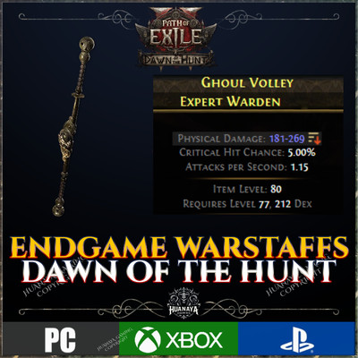 PATH OF EXILE 2  ENDGAME RARE WARSTAFF DAWN OF THE HUNT NEW LEAGUE MONK POE2