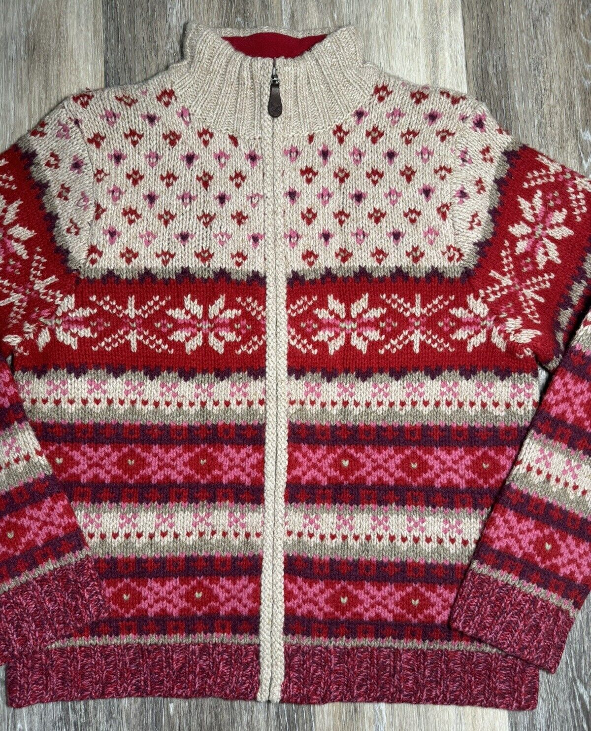 EDDIE BAUER Sweater Cardigan Nordic Zipper 93% La… - image 2