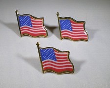 3 - Patriotic American waving Flag Hat / Lapel Pin High Quality US USA U.S.A.