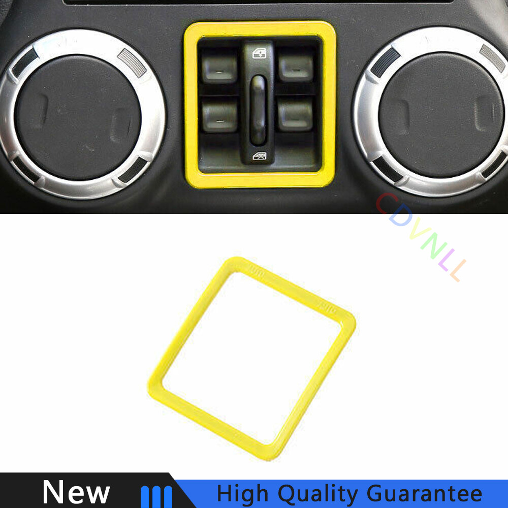 For Jeep Wrangler JK 11-2017 Bright Yellow Car Window Lock Lift Panel Frame Trim