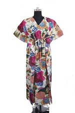 Indian Vintage 100% Cotton Long Beach Maxi Kaftan Dress One Size Caftan Kimono