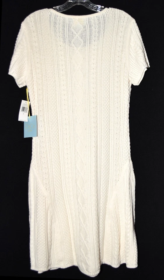 Vestido Suéter Cynthia Steffe CeCe Crema Tejido con Cable Cuello Redondo Talla L Nuevo con Etiquetas Foto 3 de 4