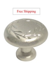 Satin Nickel kitchen bathroom cabinet drawer Leaf knobs 1 1/4" brushed nickel