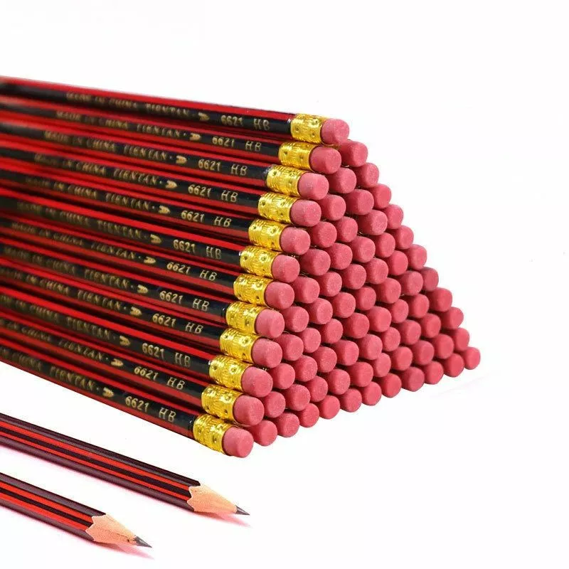 30/50/100pcs/lot Sketch Pencil Wooden Lead Pencils HB Drawing Pencil With  Eraser