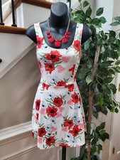 Divided Women's White Floral Polyester Scoop Neck Sleeveless Knee Length Dress 4