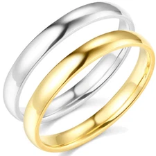 Wellingsale 14k Yellow / White Gold Solid 3mm CLASSIC FIT Wedding Band