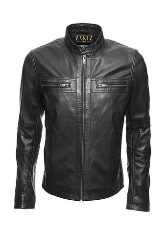 Chaqueta de Cuero Negro Genuino Piel de Cordero Motociclista Corredor Motocicleta Nueva - Imagen 3 de 5