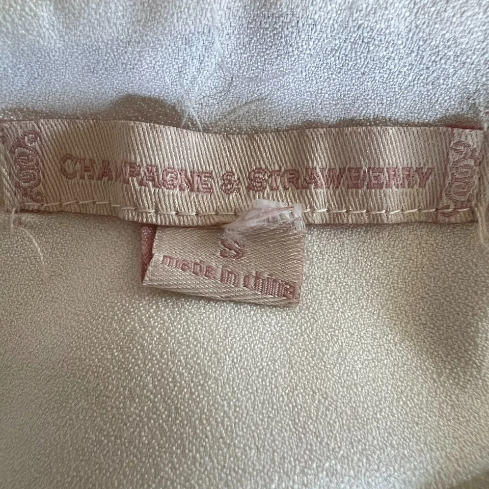 Champagne & Strawberry Crochet Lace Midi Dress White Black Sz Small Macrame - Image 3 of 4