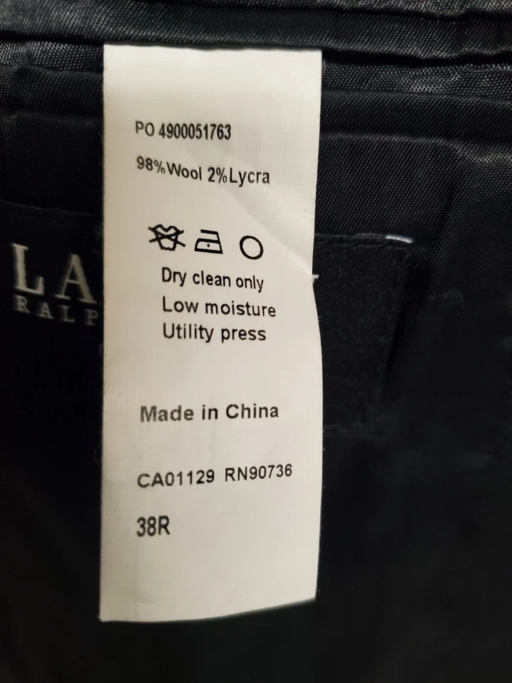 Blazer Chaqueta Deportiva Ralph Lauren Etiqueta Negra Calce Ajustado 100% Lana Doble Ventilación 38R Foto 4 de 4