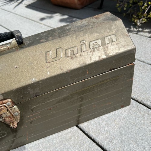 Union VTG Metal Tool Box Utility Chest & Inner Tray Rusty Gray 19x6” - Picture 17 of 20