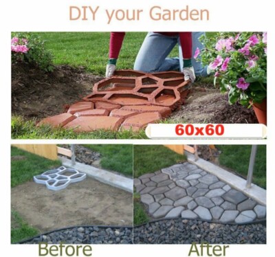 2 Moules à Pavés En Plastique ABS 35x35 Cm - Matrice Pour Allée De Jardin, Aspect Pierre