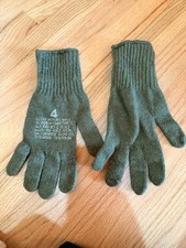 Vintage US Military Army OD Green Wool Cold Weather Gloves GI Issue