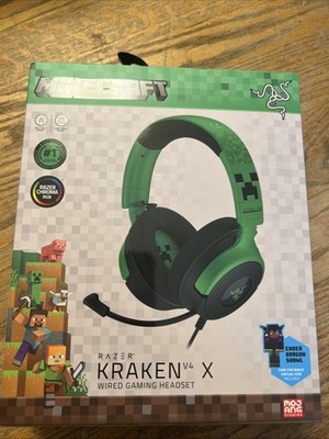RAZER KRAKEN V4 X MINECRAFT EDITION Green/Black Wired 3.5mm Headset w/ Mic NEW