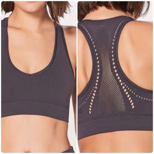 LULULEMON REVEAL BRA BLUE SLEEVELESS RACER BACK SPORTS BRA TOP NO PADS SZ 4